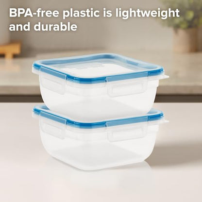 Snapware Plastic Total Solution 2-Pack (5.5-Cup) Food Storage Containers Set, Leakproof & Airtight Plastic Locking Lids Square Containers, Non-Toxic BPA-Free Lids, Microwave Dishwasher Freezer Safe - size: 2 Pack, style: 5.5 Cup