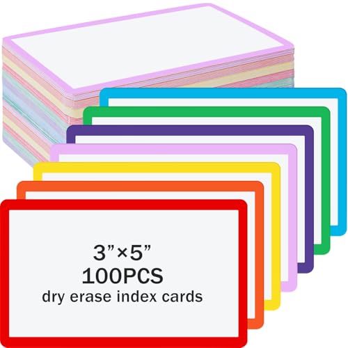Harloon 100 Pcs Dry Erase Index Cards 3 x 5 Inch Laminated Reusable Dry Erase Note Cards Sheets for Office Home Housework to Do Lis(Multicolored) - color: Multicolored, size: 3 x 5 Inch