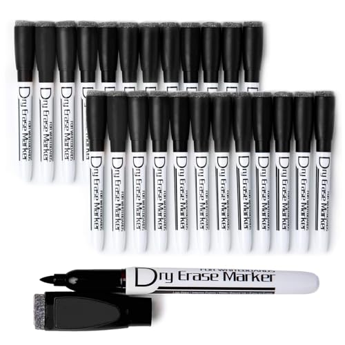 Volcanics Black Magnetic Dry Erase Markers Low Odor Fine Tip Whiteboard Markers Pack of 24 - color: Black, size: 1 Count (Pack of 24)