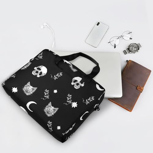 Skull Cat Moon Laptop Case 15.6 inch Computer Bag | Waterproof Laptop Briefcase Laptop Bag for Women & Men - color: Skull Cat Moon