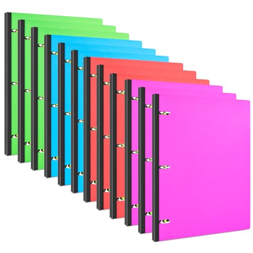 INFUN Telescoping 3 Ring Binder - 12 PCS, Portable 0.75 inch Plastic 3 Ring Binder with Telescoping Spine ，Binders with Foldable Front Cover Holds 8.5" x 11" Paper for School,Office and Homes - color: Red+pink+ Blue+green, size: 0.75 Inch, style: 12 PCS