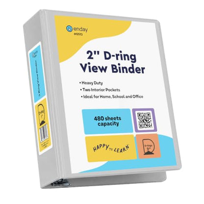 Enday 2 Inch 3 Ring Binder, Grey Heavy Duty Three Ring Binder, 480 Sheets Capacity - 2 Inch Binder for Home School and Office. - color: Grey, size: 2-Inch