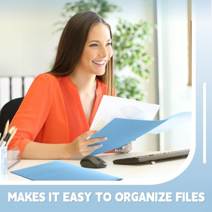 Henoyso 36 Pack Dusty Blue Plastic Folders with Clear Front Pockets Heavy Duty File Folders with 2 Pockets and Card Slot for Student Communication School Office Presentation Report - color: Dusty Blue