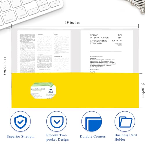 Zzrywuty 50 Packs Yellow Two Pocket File Folders with Business Card Slot,Textured Paper,Letter Size,Holds 100 Plus Sheets for School,Office,Business - color: Yellow-50pcs