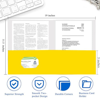 Zzrywuty 100 Packs Yellow Two Pocket File Folders with Business Card Slot,Textured Paper,Letter Size,Holds 100 Plus Sheets for School,Office,Business - color: 100pcs-yellow