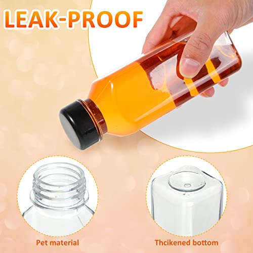 Patelai 48 Pcs Plastic Juice Bottles with Caps, 12 oz Clear Empty Reusable Milk Containers Bulk with Leakproof Lids Disposable Water Bottles for Juicing, Smoothies, Tea, Cold Beverages (Black) - color: Black, size: 12 Ounces