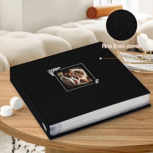 Lanpn Scrapbook Photo Album 12x12, Linen Window Design Cover Top Load 3 Ring Folder Binder Photobook Photo Book 12 x 12 inch with 30 Plastic Sleeves 60 Pages Black - color: Black, size: 12x12"
