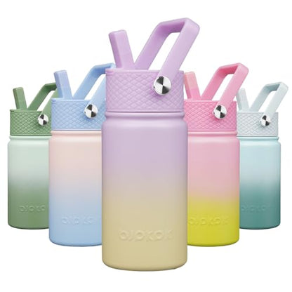 BJPKPK Insulated Water Bottle, 15oz Stainless Steel with Straw Lid | Leak Proof, BPA-Free, Vacuum Insulated, Keep Drink Cold & Hot, Metal Water Bottle for Travel, Gym, Office, Cupholder Friendly - color: Wisteria, style: N-15oz-Color Lid