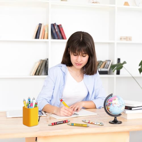 Teacher Appreciation Week Ballpoint Pens Set of 10 – Colorful Crayon-Inspired Teacher Theme Pens with Classroom Supply Designs – Smooth Black Ink Pens for Classroom, Office, and Thank You Gifts - style: Chalk Teacher