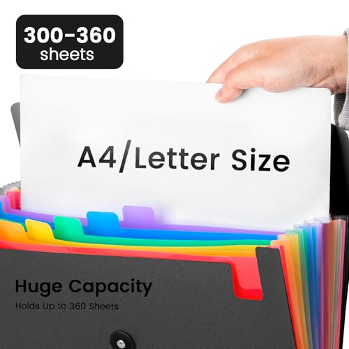 3-Pack 13-Pocket Expanding File Folder, Accordion File Organizer with Labels, Fits Letter Size & A4 Paper, for Home Office School College Supplies - size: 3-Pack 13 Pocket