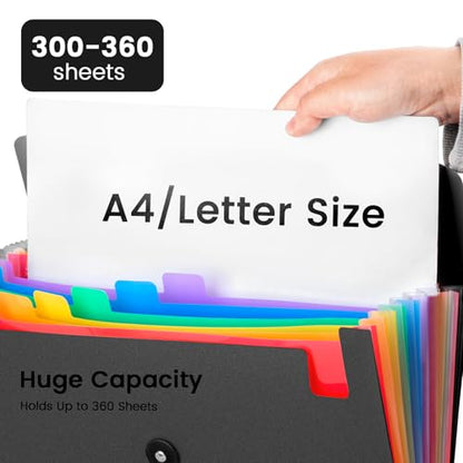 6-Pack 13-Pocket Expanding File Folder, Accordion File Organizer with Labels, Fits Letter Size & A4 Paper, for Home Office School College Supplies - size: 6-Pack 13 Pocket