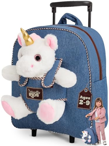 Toddler Luggage for Girls w Unicorn Toys, Kids Rolling Backpack for Girls, Toddler Suitcase, Gifts for 3 4 5 6 Year Old - color: 03 Unicorn, style: Trolley