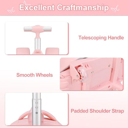 DIGOBAY Rolling Backpack for Girls, Roller School Bag with Wheels, Wheeled Backpacks with Lunch Bag Pencil case for Elementary School Bookbags with Cute Pins Pink - color: Pink