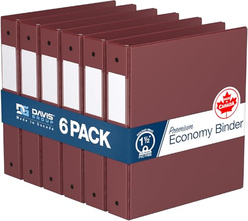 Premium Economy 6-Pack 3-Ring Binders for School or Office, Round-Ring Binders, 1.5 Inch, Burgundy - color: Burgundy, size: 1.5 Inch