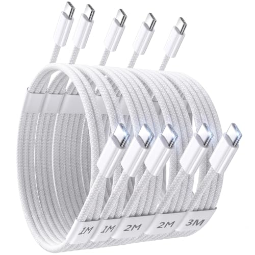 USB C to USB C Cable, 5Pack [3.3/3.3/6.6/6.6/10FT] iPhone 17 Fast Charger Cable 60W Type C to C Cable for Apple iPhone 17/16/15 Pro Max, iPad Pro/Mini/Air, Airpods, Samsung S26 S25 Ultra - color: White [3/3/6/6/10FT]