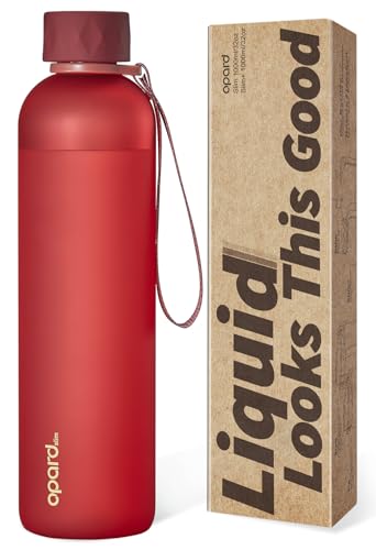 Opard Slim Pro Water Bottle 32oz, Plastic Water Bottle BPA-Free, Facetted Rubberized Grip-Texture Monocap, Leakproof Screw Top, Cranberries Red, Reusable for Travel School Sport Gym Hiking - color: Cranberries Red, size: 32 oz
