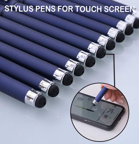 MiSiBao 0.7mm Black Ink Gel Ink Rollerball Pens 2 in 1 Medium Point Pens with Stylus Work Pen Smooth Writing for Office Black gel pen (18pack-Black Ink) - color: Blue-0.7mm-18pack