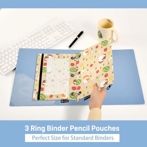 Guinea Pigs Pencil Pouches for 3 Ring Binder, Zipper Binder Pencil Case, 2 Pack Clear Window Case Bag for Office Organizers - color: Guinea Pigs