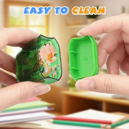 4 Pcs Pencil Sharpeners with Lid, 2025 New Dual Hole Sharpener, Colored Handheld Sharpener Suitable for Kids Adults Students School Class Home Office (Blue)
