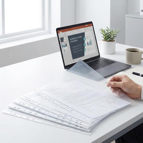 Clear Protector Sheets 50 Pack, 8.3 x 11.7 Inch Durable Plastic, 11-Hole Reinforced Edge, Letter Size, Compatible with 2/3/4 Ring Binders, Document Protection for Office & Home