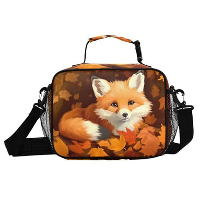 Fox Maple Leaves Kids Lunch Box Insulated Lunch Bags Cooler Tote Bag with Removable Shoulder Strap for Boy Girl Student 20848305 - color: Fox