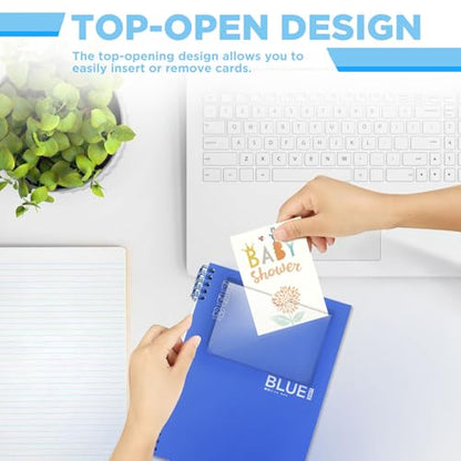 56 Pack Clear Self-Adhesive Pockets, 3" x 5" Index Card Pockets with Top Open Loading, PVC Label Holders for Organizing Storage Bins, Library Card, Drawer, and Protecting Your Cards - size: 3" x 5", style: 56 Pack