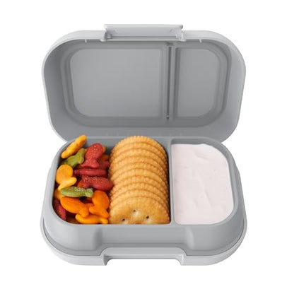 Bentgo Kids Snack Leak-Proof 2 Compartment Bento-Style Container | For Snacks & Small Meals, Easy-Open Latch, Dishwasher Safe, BPA-Free for School, Daycare, & Sports, Ages 3+ (Gray) - color: Gray