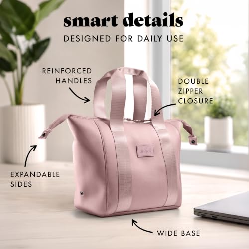 Fit & Fresh Remi Lunch Bag for Women Work – Neoprene Lunch Tote with Containers & Ice Pack, Reusable Meal Prep Lunch Box, Large Capacity, Machine Washable, Mauve - color: Mauve