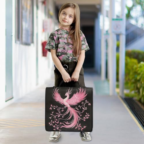 3 Ring Zipper Binder Pink Bird Binders Bag with Shoulder Strap 500 Sheets Paper Organizer Trapper Keeper Documents Storage File Folder for School Office - color: A1183
