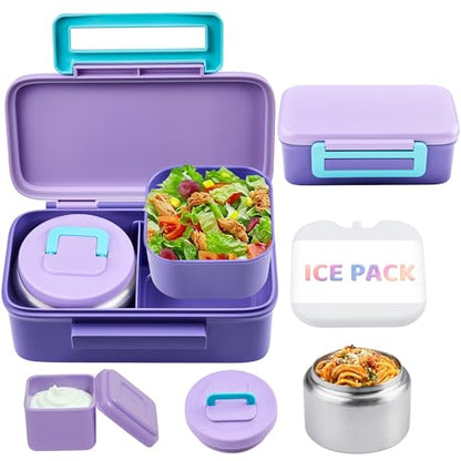 JXXM Lunch Box for Kids With 8oz Soup Thermo, Leak-proof Lunch Container with 2 Compartments, Thermo Food Jar Food Containers for Back to School Girls Boys (Purple) - color: Purple