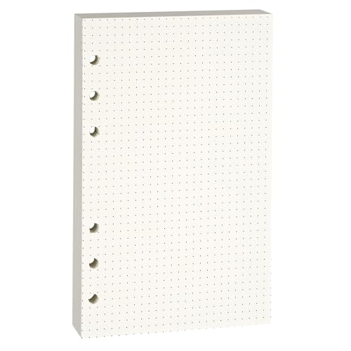 Beige A6 6-Hole Dot-Ruled Refill Paper(Pre-Punched) Fits A6 6-Ring Binder, 100GSM Thick No Bleed-through Sheets, Double Sided Writing for Fountain Pen & Gel Pen - size: Dot-A6