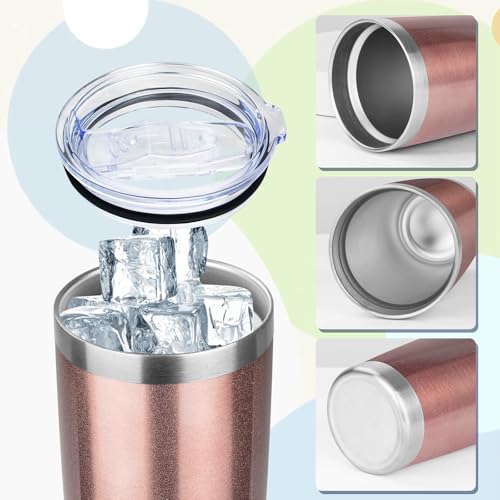 20oz Tumbler with Lid Stainless Steel Insulated Tumblers Travel Coffee Tumbler Bulk Double Wall Vacuum Insulated Water Cup Gifts for Christmas Women Men Her Him Home Office(Rose Gold, 4pack) - color: Rose Gold 4
