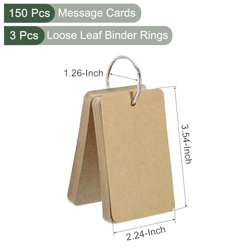 YOKIVE 150 Pcs Blank Flash Cards for Studying, Index Note Cards with Ring, Easy Flip, Great for Studying Bookmark Learning (Brown, 3.5 x 2-Inch) - color: Brown
