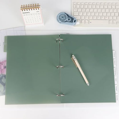 Buqoo 3 Ring Binder Dividers with 8 Reusable Tabs - Sturdy Green Plastic Index Dividers, Letter Size 8.4"x10.9" for School, Office, Planner & Journal - color: Green