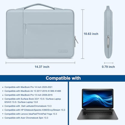 MOSISO Laptop Case 13.3 inch, 13-13.3 inch Laptop Sleeve with Handle Compatible with MacBook Air/Pro 13/Pro 14 M5 M4 M3 M2 M1,HP Dell ASUS Lenovo, Polyester Multifunctional Computer Bag, Baby Blue - color: Baby Blue, size: 13.3 inch