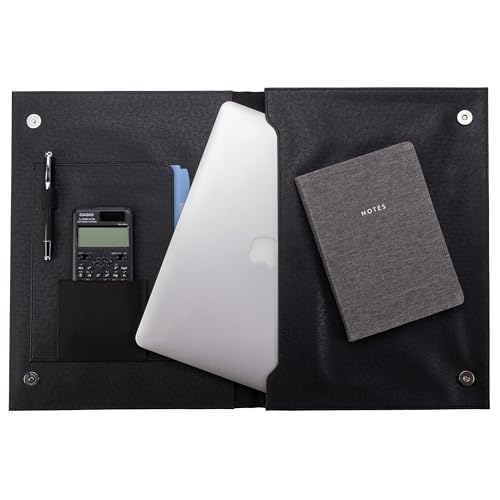Case-it Folio Padded Laptop Sleeve | Faux Leather | Holds Up to 15 Inch Laptop | Microfiber Lined Gusseted Pocket | Internal Elastic Pocket | Laptop Protector | LAP-101-LL Black - color: LAP-101-LL-BLACK, size: 1 Pack
