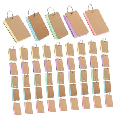 FOMIYES 50sheets Portable Blank Flash Cards with Binder Rings Durable Note Cards Colors for Learning Memo and Creative Diy Projects Students and Office Use