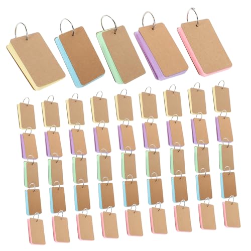 FOMIYES 50sheets Portable Blank Flash Cards with Binder Rings Durable Note Cards Colors for Learning Memo and Creative Diy Projects Students and Office Use