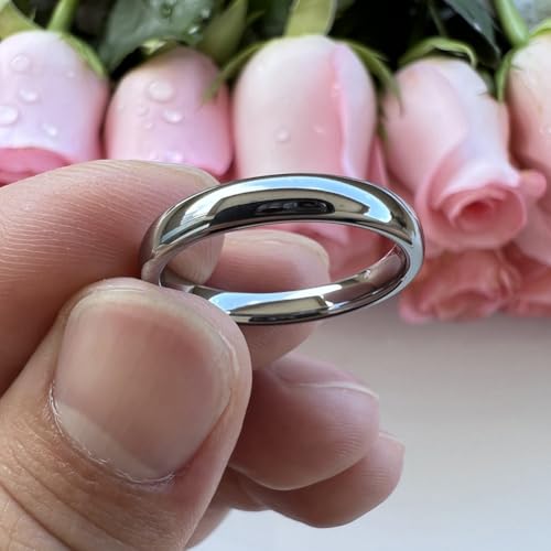 TUTISS 3mm 4mm 5mm 6mm 7mm 8mm 10mm Silver/Gold Tungsten Rings for Men Women Couple Fashion Jewelry Engagement Wedding Bands Domed Polished Comfort Fit - color: 3mm Tungsten