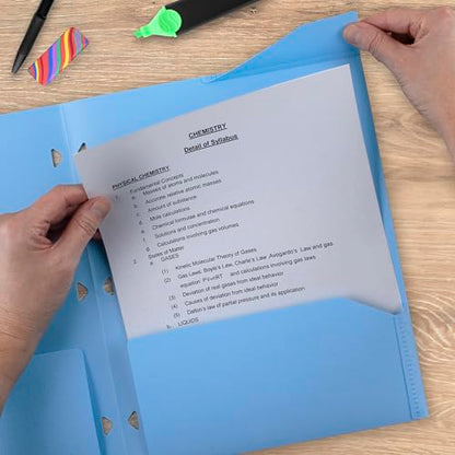 Five Star 2-Pocket Folder, Plastic Folder with Stay-Put Tabs, Fits 3-Ring Binder, Holds 8-1/2" x 11" Paper, Pacific Blue (333420C-ECM) - color: Pacific Blue