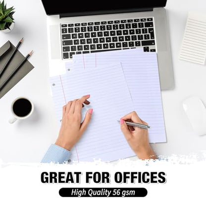 Fulmoon 36 Pcs 8" x 10-1/2" Wide Ruled Loose Leaf Paper 3 Hole Punched Notebook Paper 100 Sheets Per Pack, 56 Gsm, Filler Paper for Adults Students Binder College School - size: Wide Ruled