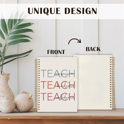 Qabliqo Teacher Spiral Notebook Journal 5.5x8.3, Teach Compassion Kindness Confidence Notebooks for Note Taking, Teacher Appreciation Gifts for Women - color: Teach