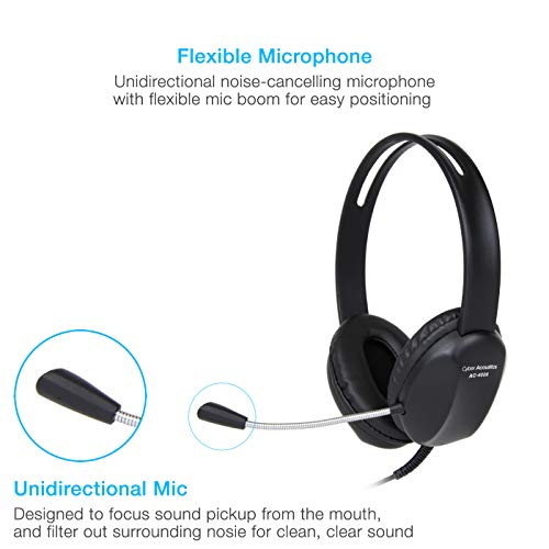 Cyber Acoustics USB-A Stereo Headset (AC-4006-20) - Durable, Crisp, and Clear Communication in K-12 Classrooms or Home, Made with 60 Percent Recycled Plastic - 20 Pack - size: 20 Pack - USBA