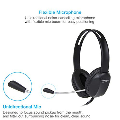 Cyber Acoustics USB-A Stereo Headset (AC-4006-20) - Durable, Crisp, and Clear Communication in K-12 Classrooms or Home, Made with 60 Percent Recycled Plastic - 20 Pack - size: 20 Pack - USBA