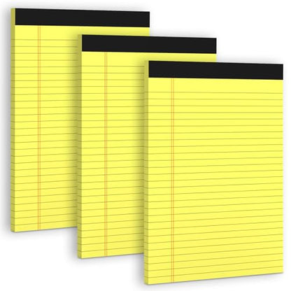 Yellow Legal Pads 8.5 x 11 Note Pads, 3 Pack Yellow Notepads 8.5 x 11 Wide Ruled Writing Paper Pads, Perforated Legal Note Pads 30 Sheets Per Lined Paper Notepad for Taking Notes, Reminders - color: Yellow