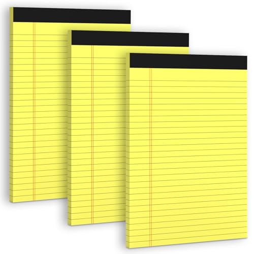 Yellow Legal Pads 8.5 x 11 Note Pads, 3 Pack Yellow Notepads 8.5 x 11 Wide Ruled Writing Paper Pads, Perforated Legal Note Pads 30 Sheets Per Lined Paper Notepad for Taking Notes, Reminders - color: Yellow