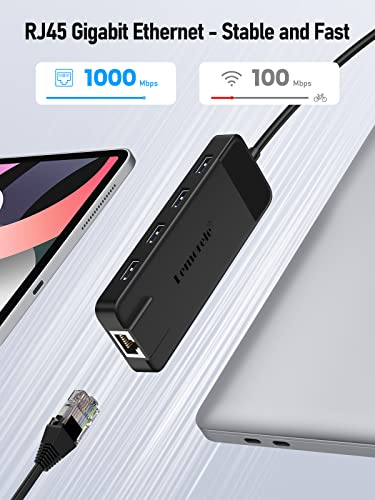 USB C Docking Station - 10 in 1 with Gigabit Ethernet, 4K HDMI, 4*USB A 3.0/2.0, 100w PD, USB-C 3.0, SD/TF USB Hub Multiport Adapter for MacBook Pro/Air