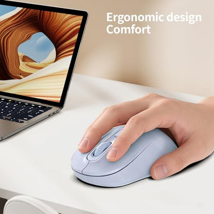Wireless Mouse, 2026 New Model, Silent Click Ergonomic Design, Portable, 4 Buttons, Adjustable DPI (800/1200/1600), for Laptop/PC/Office (Violet) - color: violet