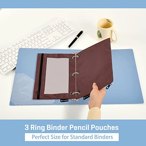 Binder Pouches,Indian Red Pencil Pouch for 3 Ring Binder 2 Pack Clear Pencil Bag with Zipper for Office School Supplies - color: Indian Red