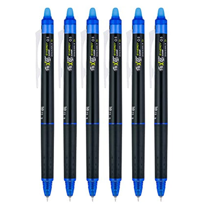 PILOT FriXion Synergy Clicker Retractable & Erasable Gel Ink Pens, 0.5mm Extra Fine Point, Blue Ink, 6-pack - color: Blue